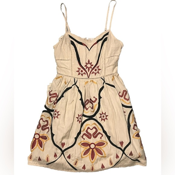 Free People White and Pink Embroidered Mini Dress EUC - Picture 8 of 14